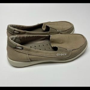 Crocs beige canvas loafers women’s size 7